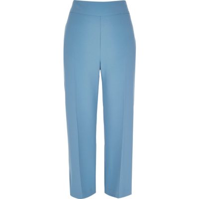 Light blue wide leg crop trousers